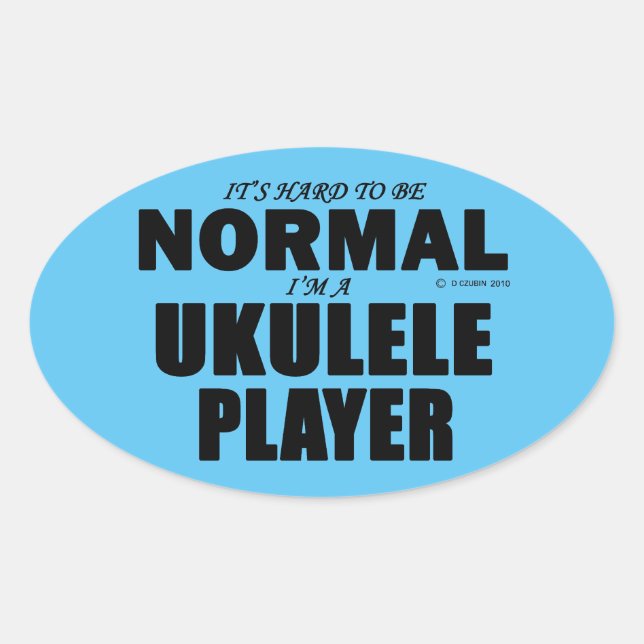 Adesivo Oval Vinheta Oval Normal do Ukulele Player (Frente)