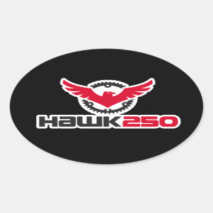 Adesivo Oval Vinheta Oval Preta do Logotipo Hawk 250