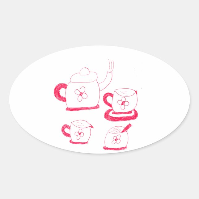 Adesivo Oval Vinheta Oval Tea Time (Frente)