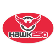 Vinheta Oval Vermelha do Logotipo Hawk 250