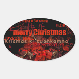 Adesivo Oval Vinheta Personalizada Feliz Navidad do Natal