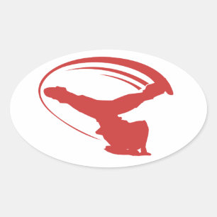 Adesivo Oval Vinheta vermelha de estilo para moinho