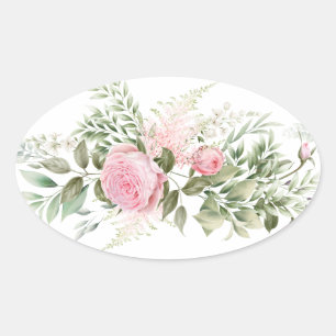 Adesivo Oval Vinhetas da Flor de Envelopes