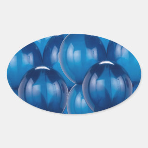 Adesivo Oval Vinhetas de balão azul e selos de envelopes