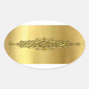 Adesivo Oval Vinhetas de Casamento Elegante, Dourado