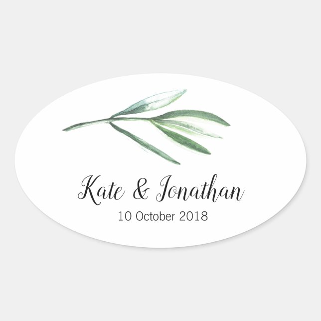 Adesivo Oval Vinhetas de Casamento para Favores (Frente)