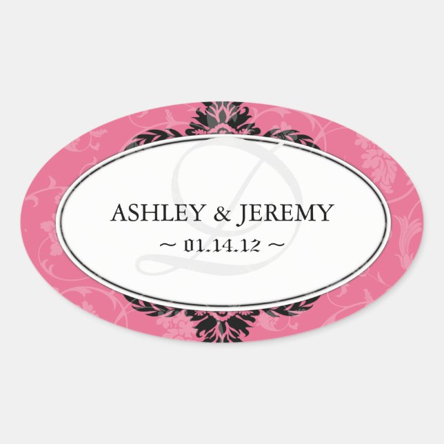 Adesivo Oval Vinhetas de Favor de Casamento de Honeysuckle (Frente)