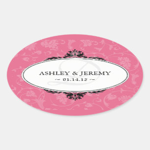 Adesivo Oval Vinhetas de Favor de Casamento de Honeysuckle