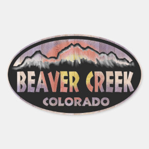 Adesivo Oval Vinhetas de madeira do Beaver Creek Colorado