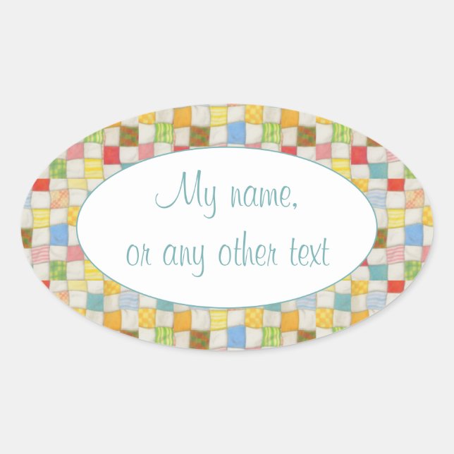 Adesivo Oval Vinhetas de Matilha Oval CRAZY QUILT (Frente)