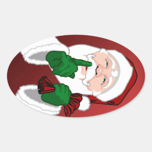 Adesivo Oval Vinhetas de Natal bonitas Vinhetas de Papai Noel