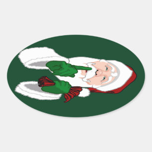 Adesivo Oval Vinhetas de Natal bonitas Vinhetas de Papai Noel