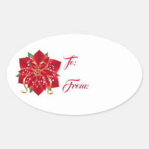 Adesivo Oval Vinhetas de Natal - Vinheta Oval Vermelha