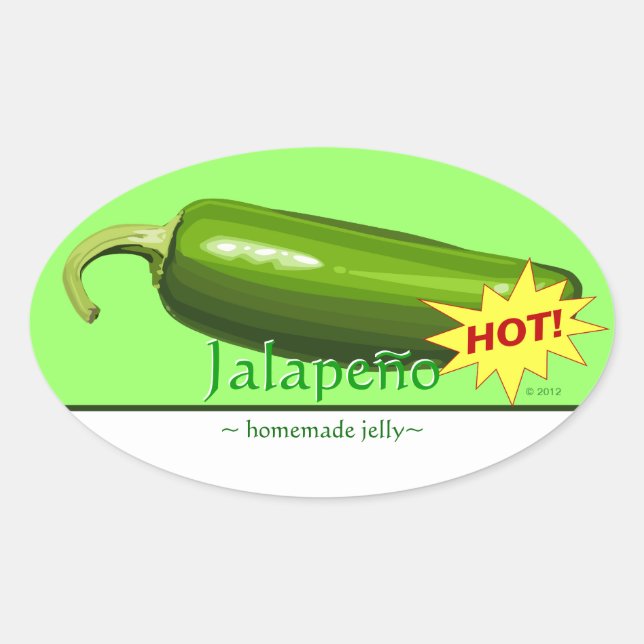 Adesivo Oval Vinhetas de Oval de Pimenta de Jalapeno personaliz (Frente)