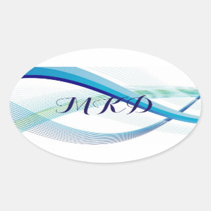 Adesivo Oval Vinhetas de selagem de envelope teal personalizada
