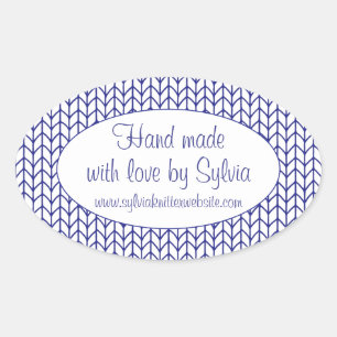 Adesivo Oval Vinhetas "Mão Feita" Oval de LINHA AZUL