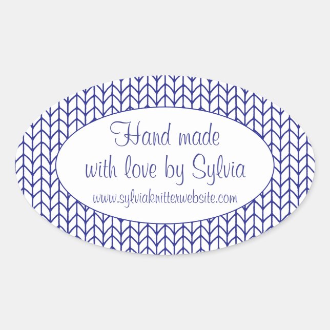 Adesivo Oval Vinhetas "Mão Feita" Oval de LINHA AZUL (Frente)