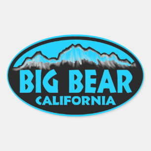 Adesivo Oval Vinhetas ovais azuis do Big Bear California