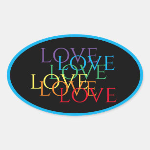 Adesivo Oval Vinhetas Oval LOVE II/Azul