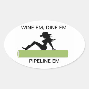 Adesivo Oval Vinho, Dine e Pipeline