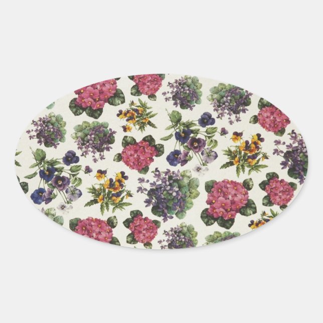 Adesivo Oval Vintage Floral (Frente)