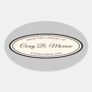 Adesivo Oval Vintage Frame "Da Biblioteca De" Oval Bookplate