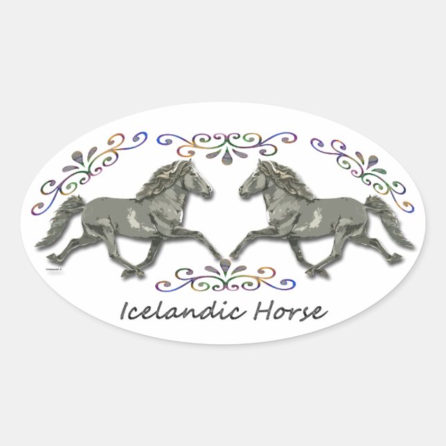 Adesivo Oval Vintage islandês (Frente)