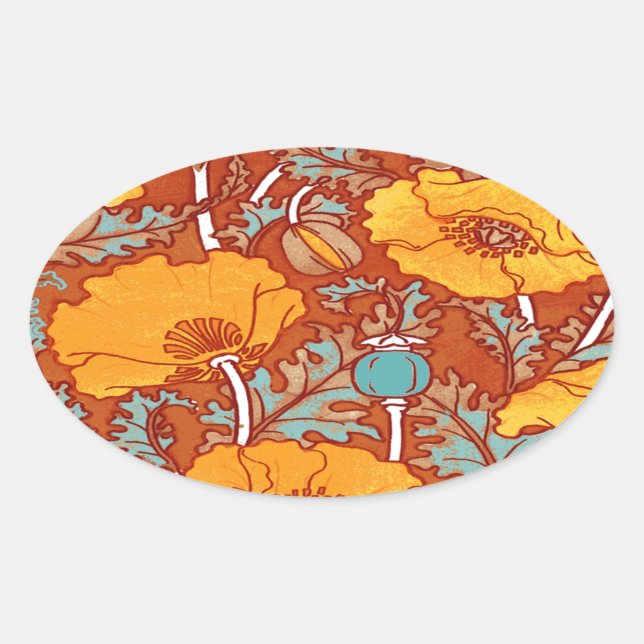 Adesivo Oval Vintage Poppy (Frente)
