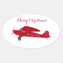 Vintage Red Airplane Felry Natal Gift Stickers