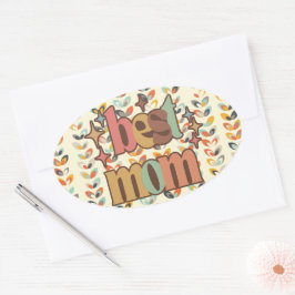 Adesivo Oval Vintage Retro Melhor Mãe