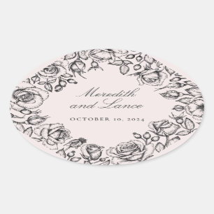 Adesivo Oval Vintage Rosa Border Pink Wedkers