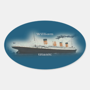 Adesivo Oval Vintage Titanic Ocean Liner Boy Sea Name Navio