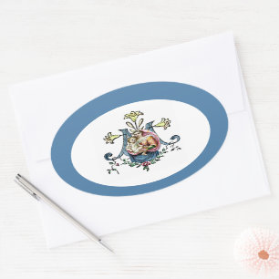 Adesivo Oval Virgem Maria Jesus Religioso Católico