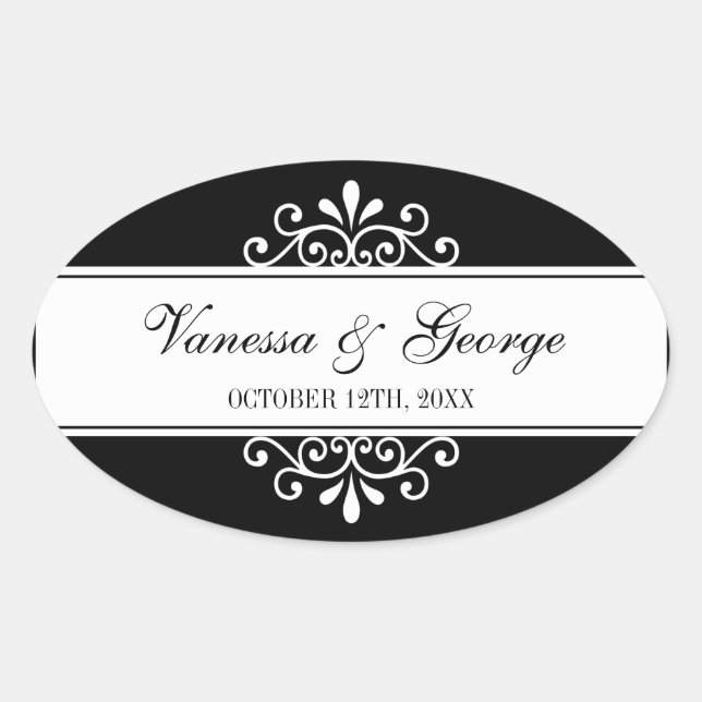 Adesivo Oval Voval preto de espiral regal fora da cidade por fa (Frente)