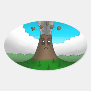 Adesivo Oval Vulcão Irritado