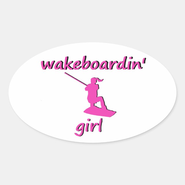 Adesivo Oval Wakeboardin' Girl Sticker (Frente)
