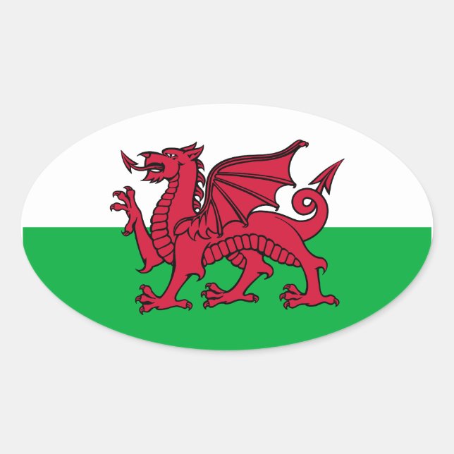 Adesivo Oval Wales Dragon (Frente)