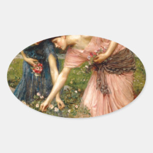 Adesivo Oval Waterhouse-colhei_as_flores_de_rosas-1909.