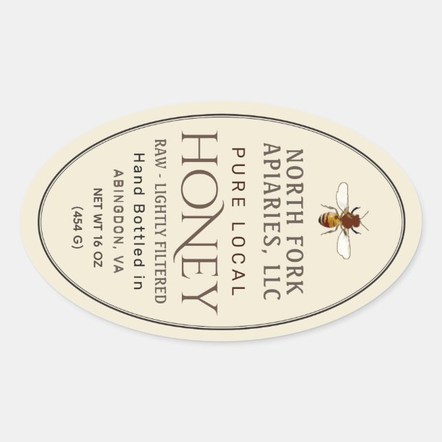 Adesivo Oval Western Honeybee 16 oz Filenline Jar Honey Label (Frente)