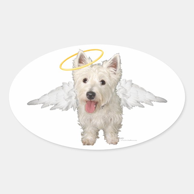 Adesivo Oval Westie Guardian Angels (Frente)