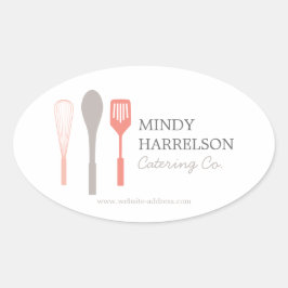 Adesivo Oval WHISK SPOON SPATULA LOGO II para a padaria, restau