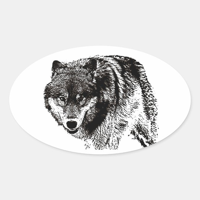 Adesivo Oval Wild Wolf (Frente)