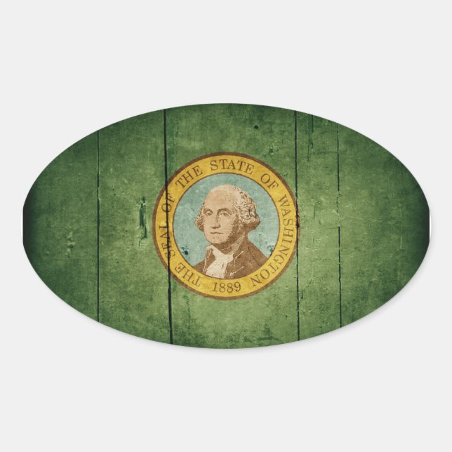 Adesivo Oval Wood Washington Flag (Frente)