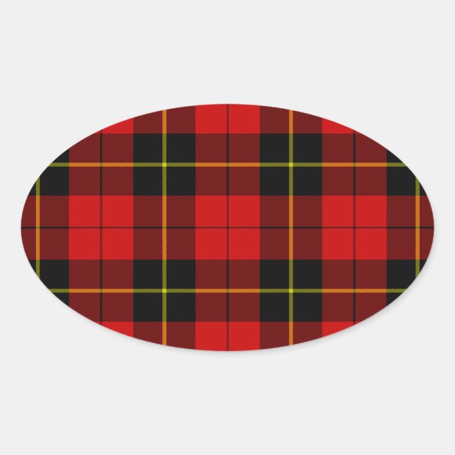 Adesivo Oval Xadrez preto Wallace Tartan (Frente)