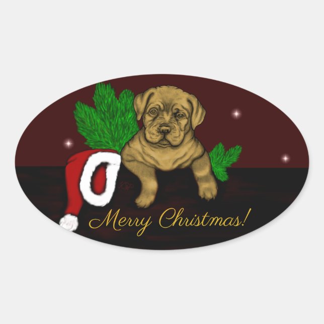 Adesivo Oval XMas puppy (Frente)