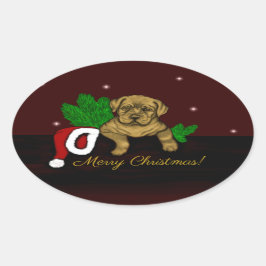 Adesivo Oval XMas puppy