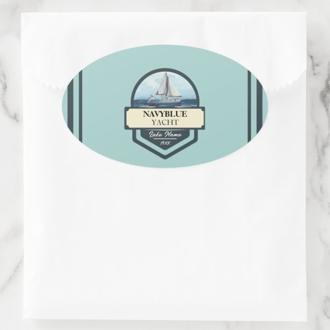 Adesivo Oval Yacht club Marinho Náutico (Bolsa)