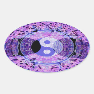 Adesivo Oval Yin roxo Yang