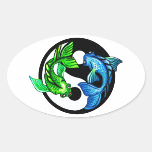 Adesivo Oval Yin-Yang Koi Design