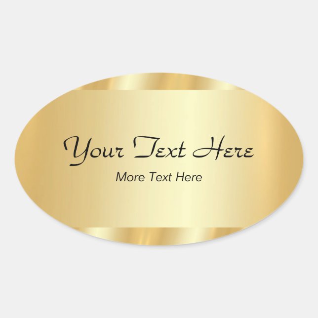 Adesivo Oval Your Custom Text Elegant Script Template Gold (Frente)